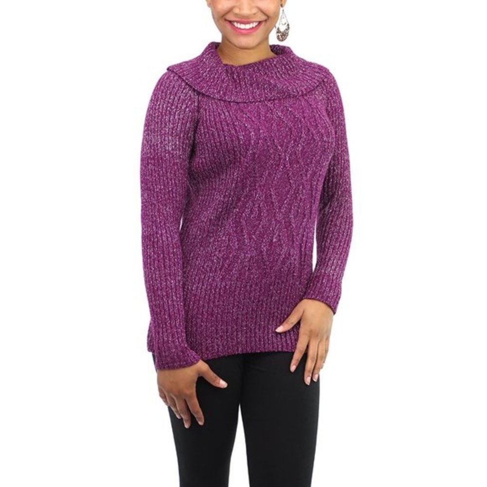 NWOT Style & Co Cowl Neck Metallic Thread Sweater